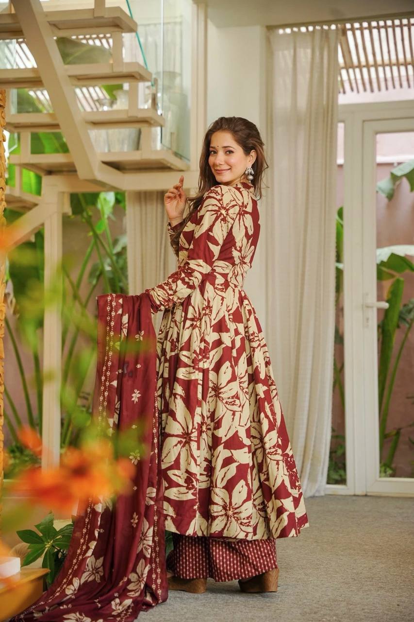 Crimson Noir Floral Couture Set